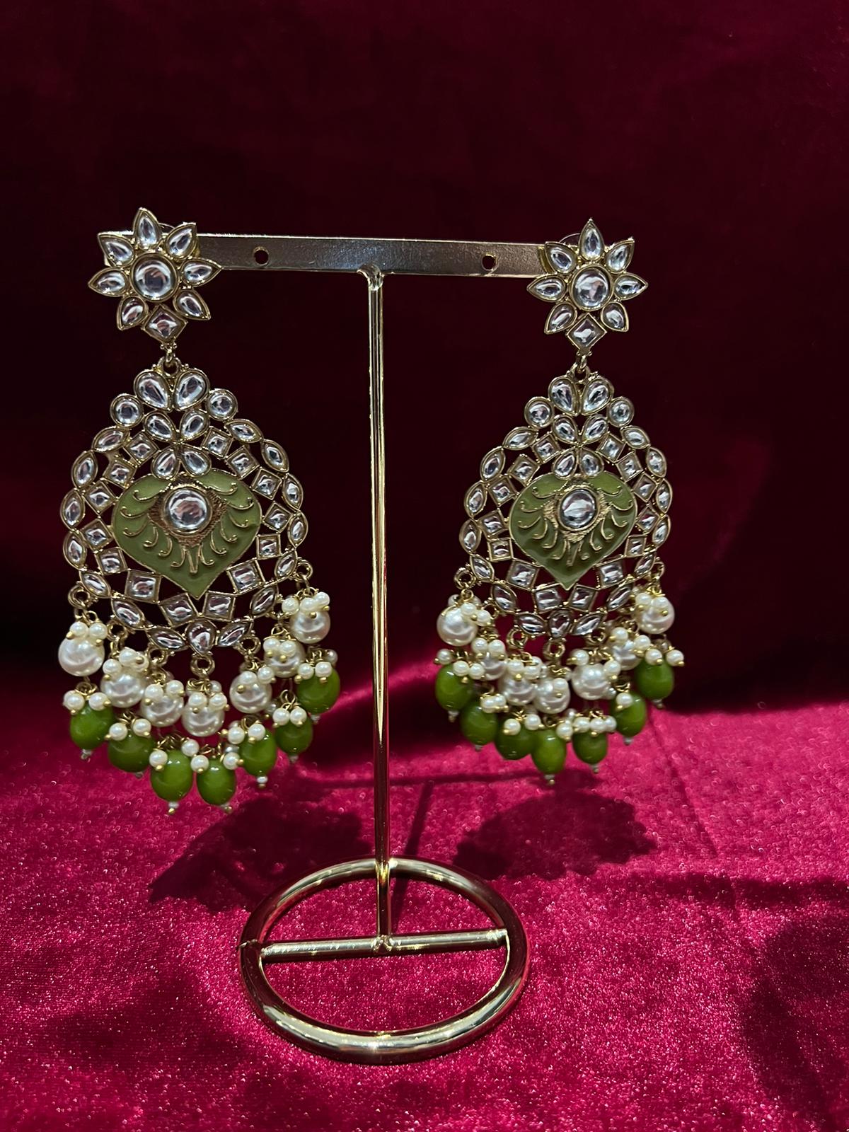 Classic Green Traditional Kundan Earings